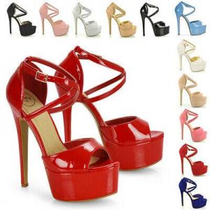 מוצרים הכי חמים ברשת  ביגוד הנעלה ואביזרים  נשים סנדלי פלטפורמה רצועות בוהן ציוץ נעלי עקב גבוהות